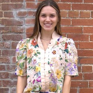 Floral Print Puff Sleeve Blouse